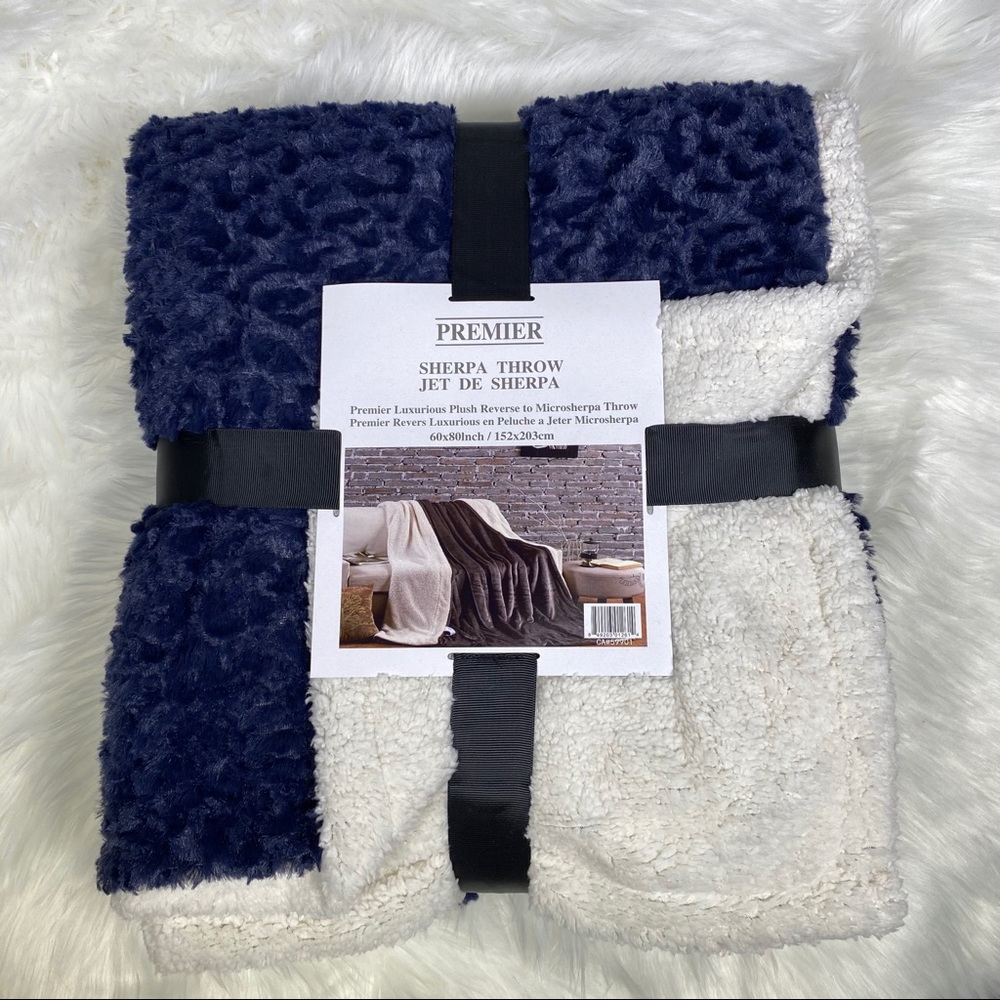 ✨SOLD-OUT✨Navy Swirl Micromink Sherpa Throw - Picture 1 of 3